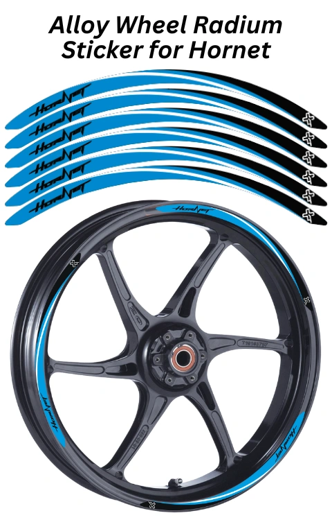 Alloy Wheel Radium Sticker for Hornet | Made in Premium Radium with FPF (Fade Protection Film), Waterproof, Precut Sticker, Pack Of 12